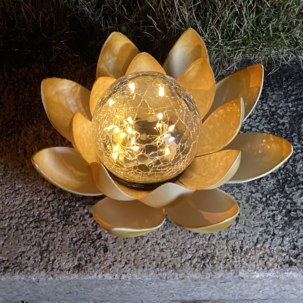 Outdoor Lighting Halloween - Lotus Shaped Garden Solar Lights, Cracked